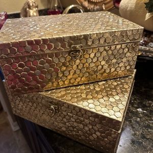 Two, nice gold jewelry/trinket boxes from Pier1. Still new. Never used.